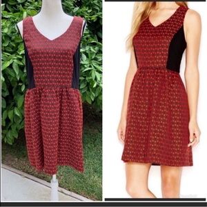 Kensie Red and Black Geometric Mini Dress